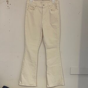 MOTHER Cream Wide Leg Jeans